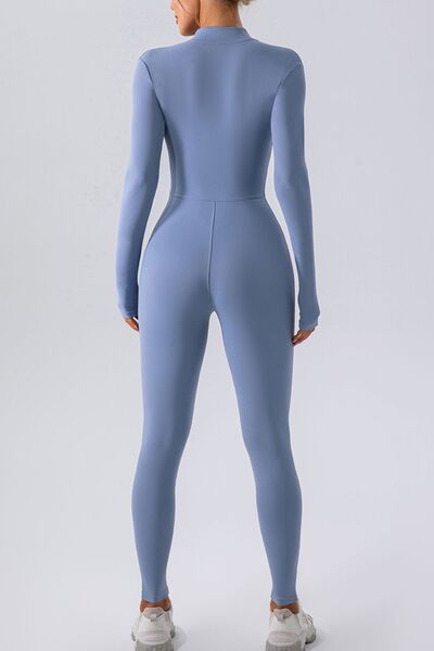 Blue Zone Planet |  Half Zip Mock Neck Active Jumpsuit BLUE ZONE PLANET