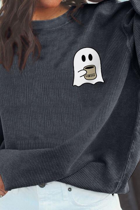 Ghost Graphic Drop Shoulder Sweatshirt BLUE ZONE PLANET