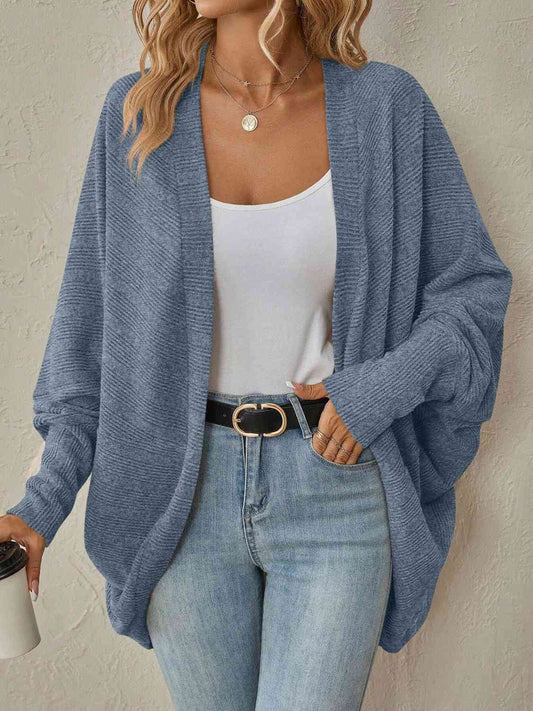 Open Front  Dropped Shoulder Cardigan BLUE ZONE PLANET