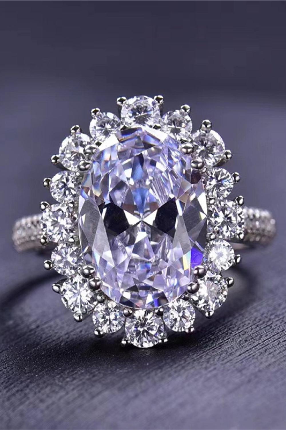 8 Carat Oval Moissanite Ring BLUE ZONE PLANET
