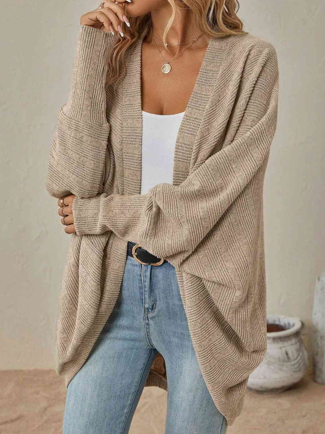 Open Front  Dropped Shoulder Cardigan BLUE ZONE PLANET