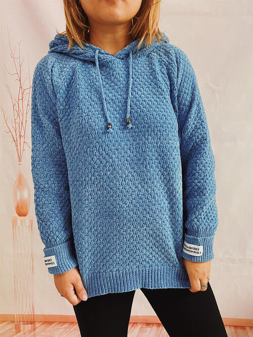 Blue Zone Planet |  Drawstring Long Sleeve  Hooded Sweater BLUE ZONE PLANET