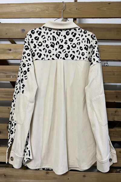 Leopard Button Up Dropped Shoulder Jacket-TOPS / DRESSES-[Adult]-[Female]-2022 Online Blue Zone Planet