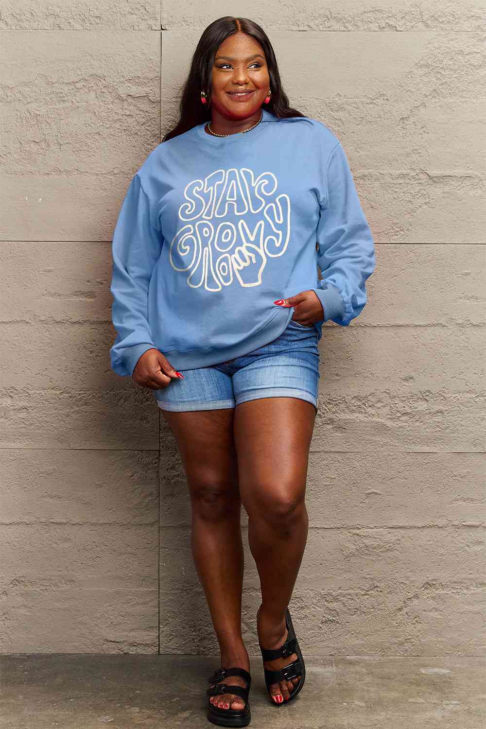 Simply Love Full Size Graphic Sweatshirt BLUE ZONE PLANET