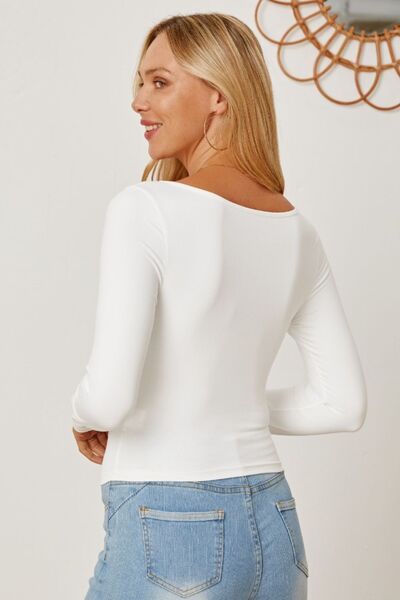 Ruched Long Sleeve T-Shirt Trendsi