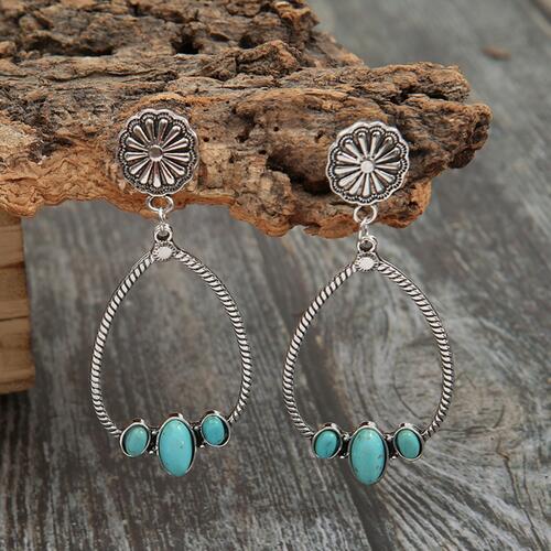 Artificial Turquoise Teardrop Earrings BLUE ZONE PLANET