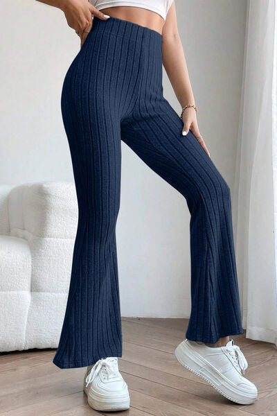 Blue Zone Planet |  Basic Bae Full Size Ribbed High Waist Flare Pants BLUE ZONE PLANET