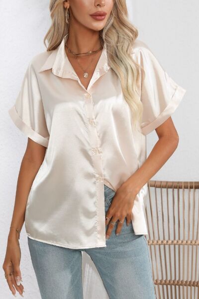 Collared Neck Short Sleeve Shirt-TOPS / DRESSES-[Adult]-[Female]-2022 Online Blue Zone Planet