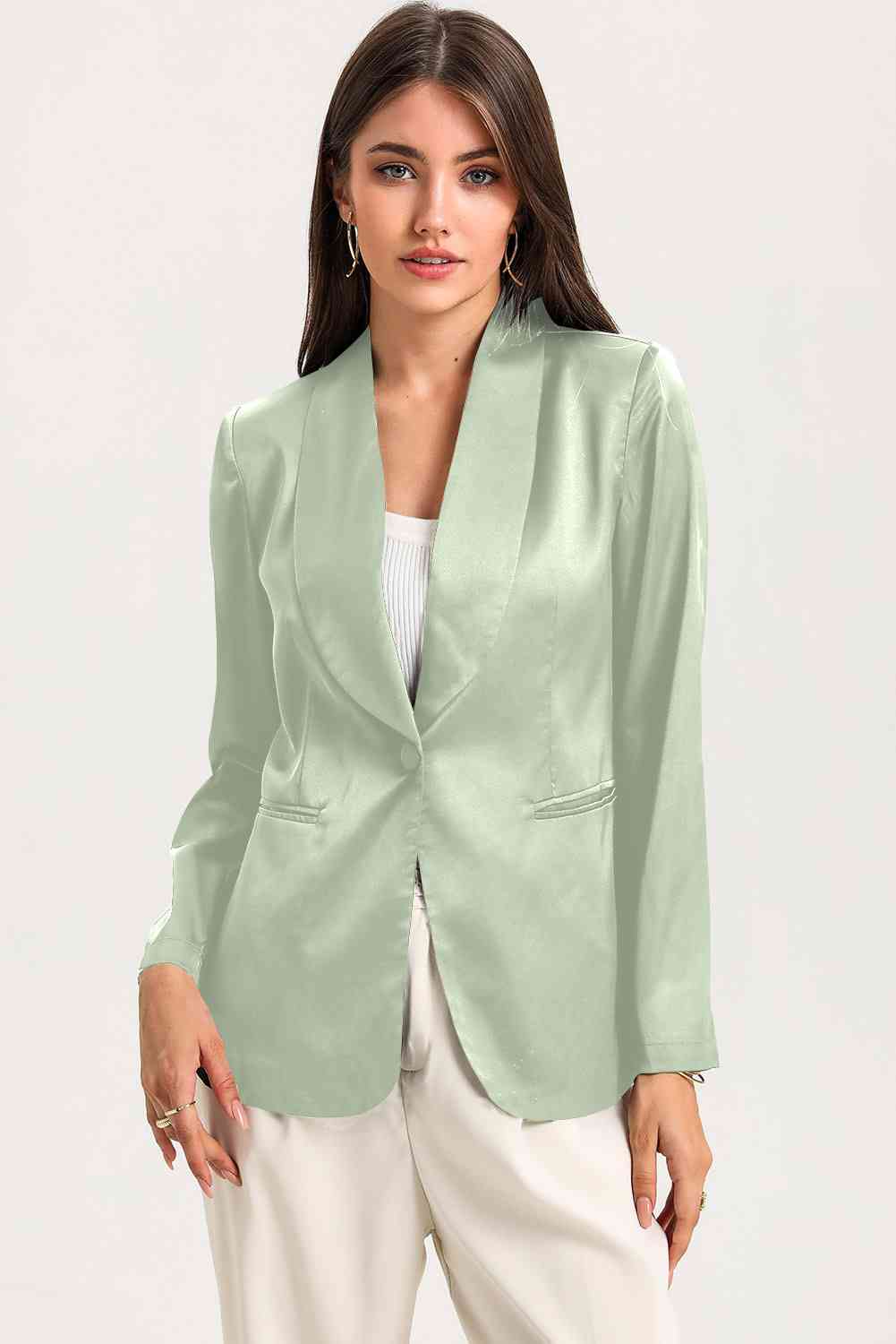 Long Sleeve Shawl Collar Blazer BLUE ZONE PLANET