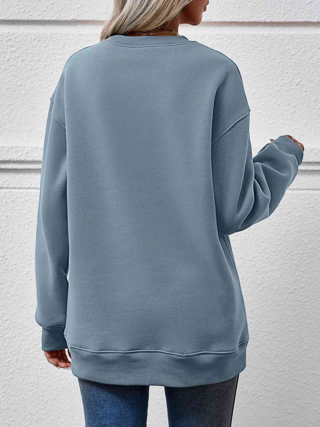 Round Neck Long Sleeve Sweatshirt BLUE ZONE PLANET