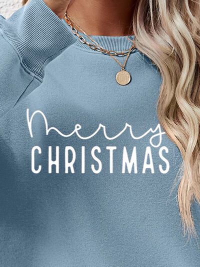 MERRY CHRISTMAS Dropped Shoulder Sweatshirt BLUE ZONE PLANET