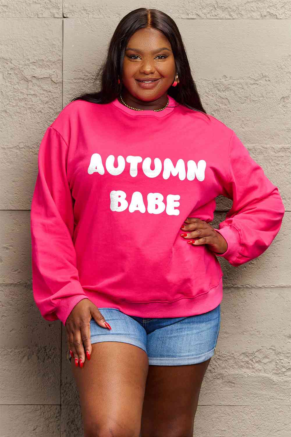 Simply Love Full Size AUTUMN BABE Graphic Sweatshirt BLUE ZONE PLANET