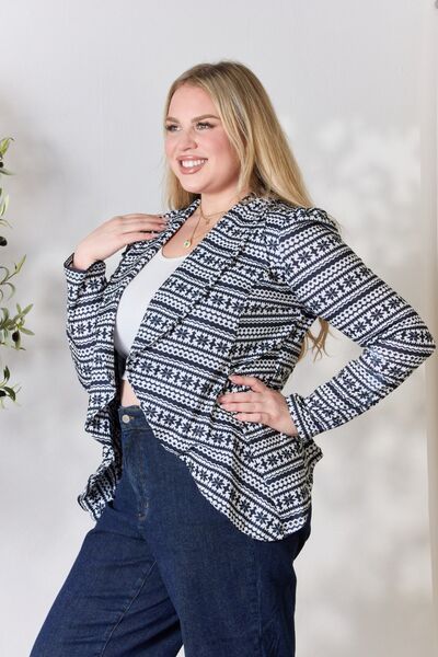 Blue Zone Planet |  Heimish Full Size Open Front Printed Blazer BLUE ZONE PLANET