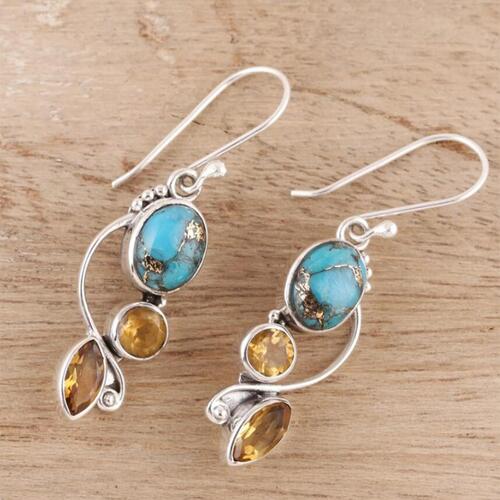 Geometric Alloy Dangle earrings BLUE ZONE PLANET