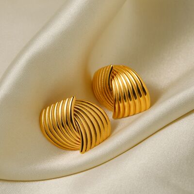 Texture Stainless Steel Stud Earrings-EARRINGS-[Adult]-[Female]-Gold-One Size-2022 Online Blue Zone Planet