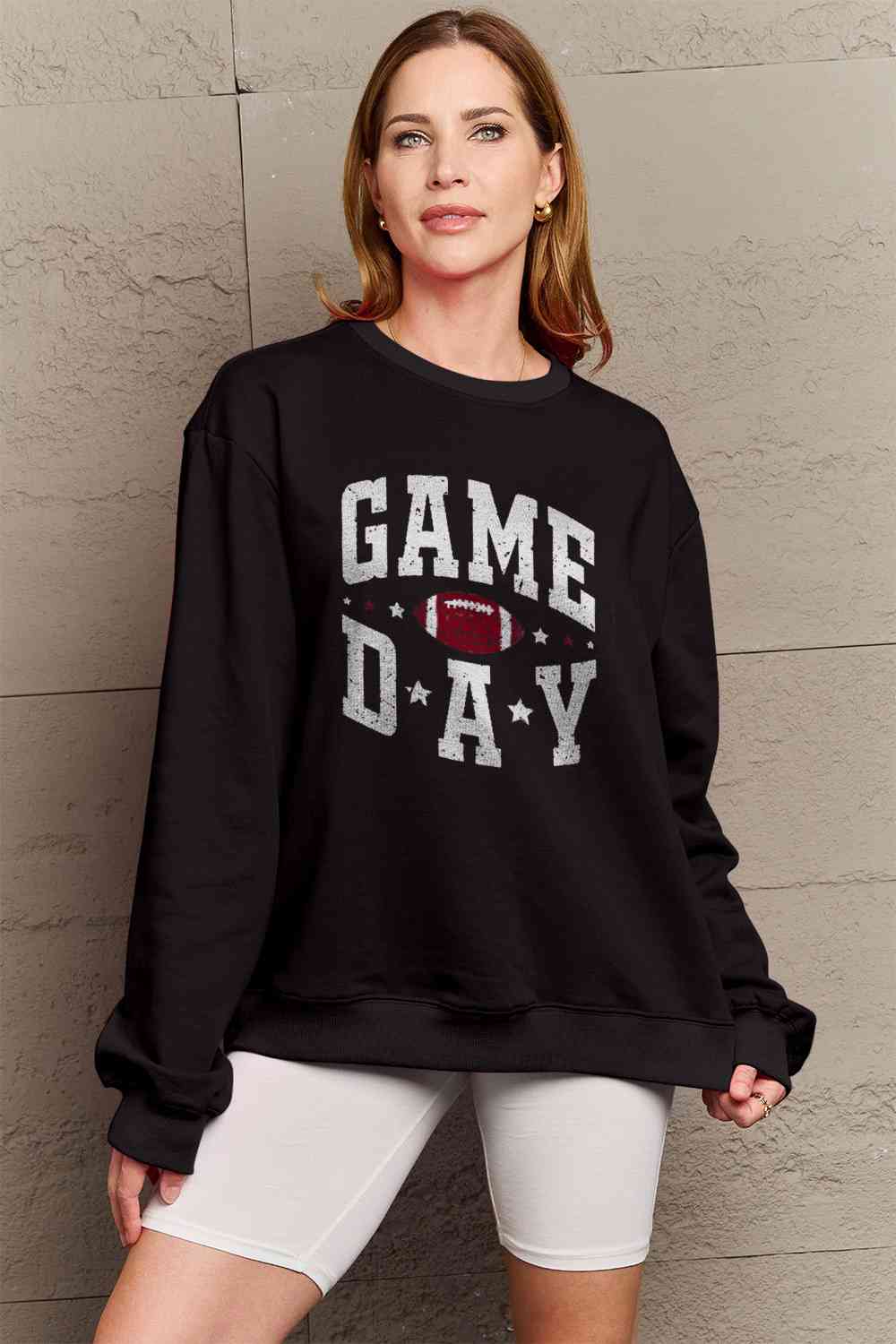 Simply Love Full Size GAME DAY Graphic Sweatshirt BLUE ZONE PLANET