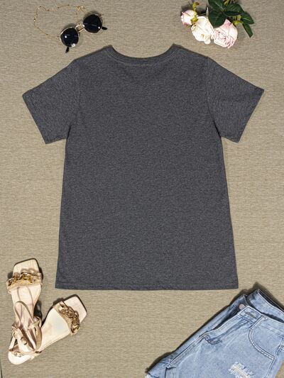 Round Neck Short Sleeve T-Shirt Trendsi