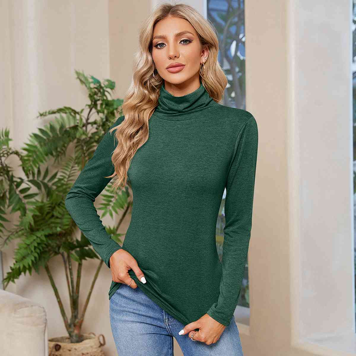 Turtleneck Long Sleeve T-Shirt BLUE ZONE PLANET