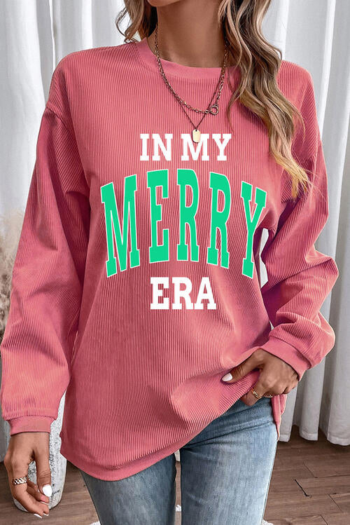 IN MY MERRY ERA Graphic Corded Sweatshirt BLUE ZONE PLANET