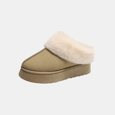 Blue Zone Planet |  Furry Chunky Platform Slippers BLUE ZONE PLANET