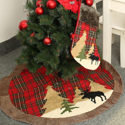 Plaid Christmas Tree Skirt BLUE ZONE PLANET