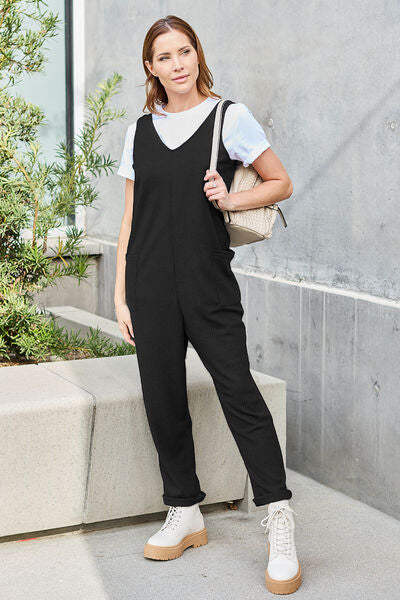 Double Take Full Size Sleeveless Straight Jumpsuit Trendsi