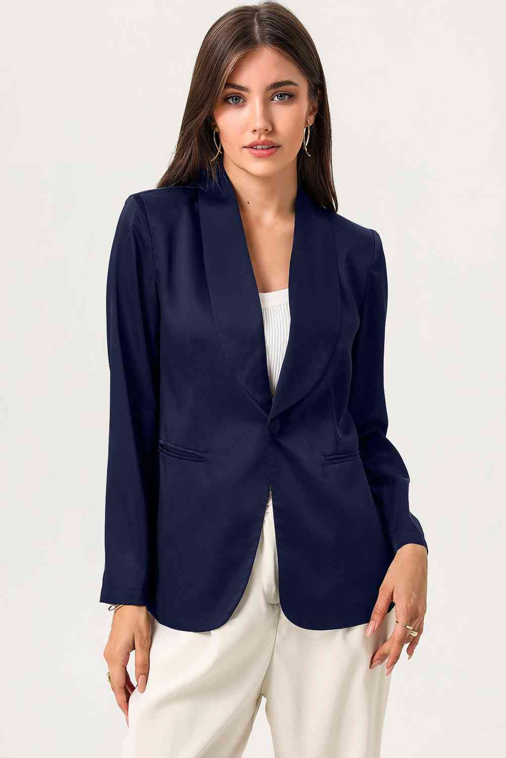 Long Sleeve Shawl Collar Blazer BLUE ZONE PLANET