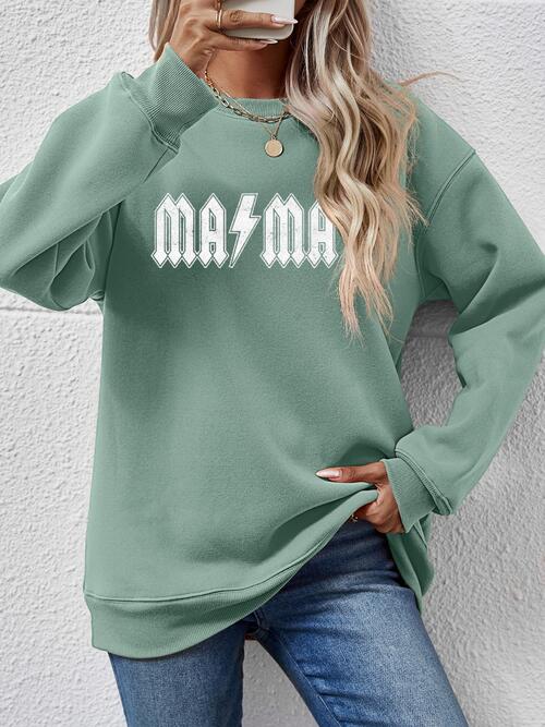 Letter Graphic Dropped Shoulder Sweatshirt BLUE ZONE PLANET