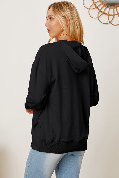 Half Snap Dropped Shoulder Hoodie-TOPS / DRESSES-[Adult]-[Female]-2022 Online Blue Zone Planet