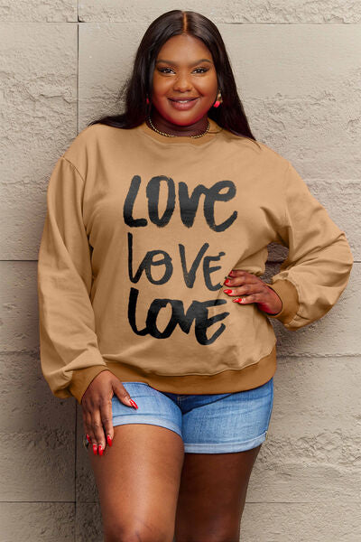 Simply Love Full Size LOVE Round Neck Sweatshirt BLUE ZONE PLANET