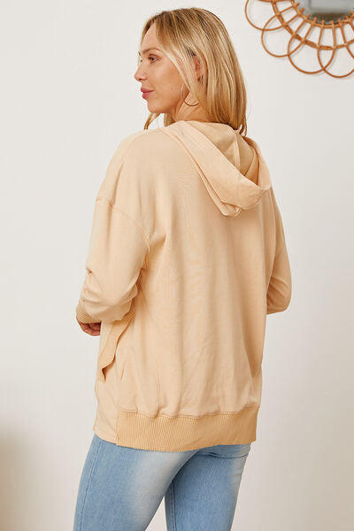 Half Snap Dropped Shoulder Hoodie-TOPS / DRESSES-[Adult]-[Female]-2022 Online Blue Zone Planet