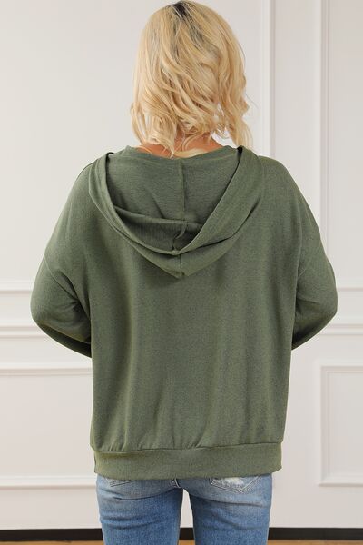 Lace-Up Exposed Seam Hoodie with Pocket-TOPS / DRESSES-[Adult]-[Female]-2022 Online Blue Zone Planet