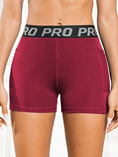 Elastic Waist Active Shorts with Pockets-BOTTOM SIZES SMALL MEDIUM LARGE-[Adult]-[Female]-Brick Red-S-2022 Online Blue Zone Planet