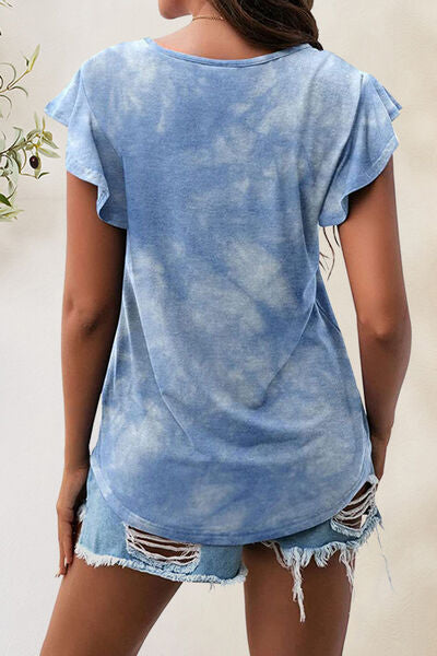 Printed Round Neck Short Sleeve T-Shirt-TOPS / DRESSES-[Adult]-[Female]-2022 Online Blue Zone Planet