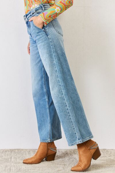 Kancan High Waist Wide Leg Jeans-BOTTOM SIZES SMALL MEDIUM LARGE-[Adult]-[Female]-2022 Online Blue Zone Planet