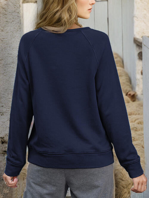 Round Neck Long Sleeve Sweatshirt BLUE ZONE PLANET