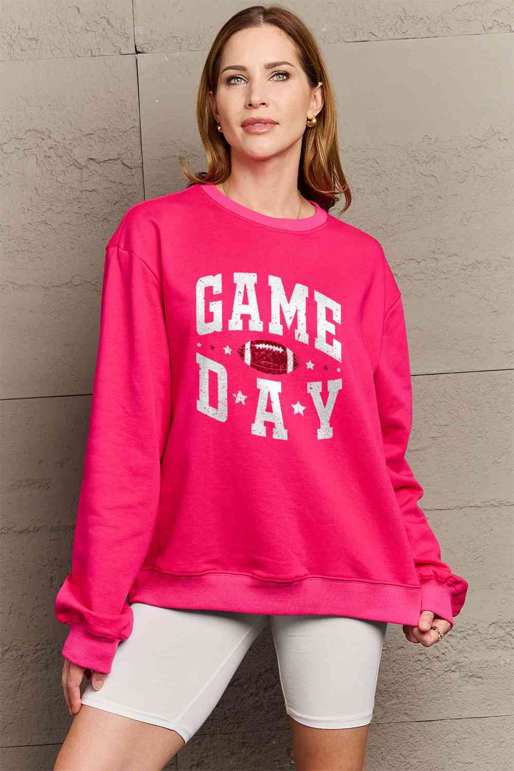 Simply Love Full Size GAME DAY Graphic Sweatshirt BLUE ZONE PLANET