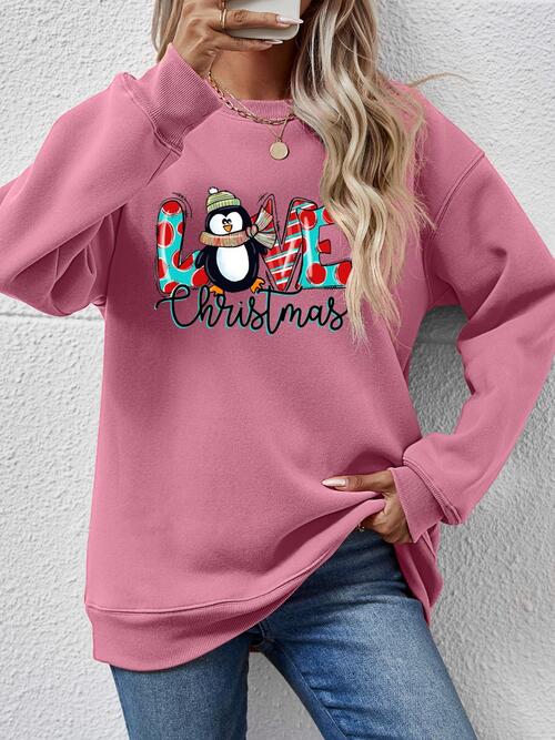 LIVE CHRISTMAS Drop Shoulder Round Neck Sweatshirt BLUE ZONE PLANET