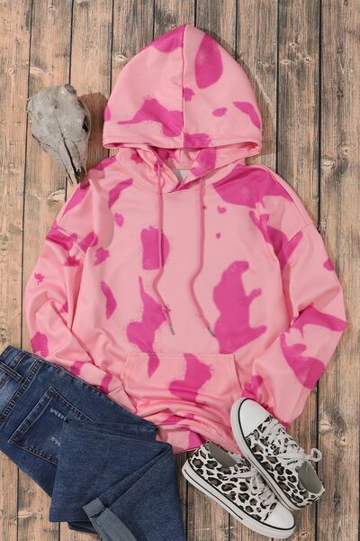 Printed Drawstring Kangaroo Pocket Hoodie-TOPS / DRESSES-[Adult]-[Female]-2022 Online Blue Zone Planet