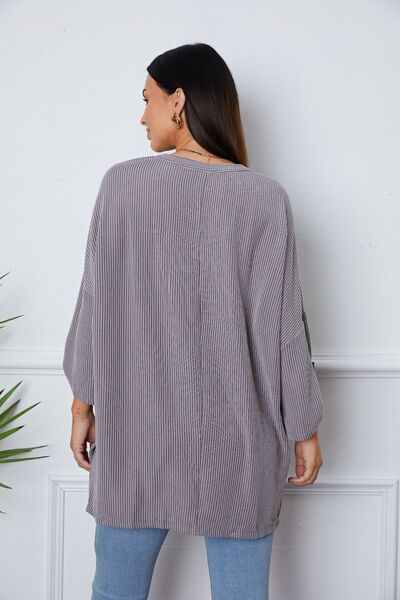 Notched Roll-Tab Sleeve Blouse Trendsi