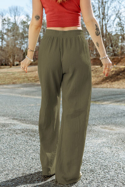 Blue Zone Planet |  Texture Tied Wide Leg Pants BLUE ZONE PLANET