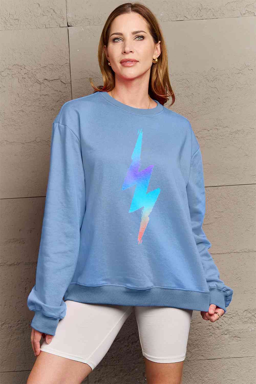 Simply Love Full Size Graphic Round Neck Sweatshirt BLUE ZONE PLANET