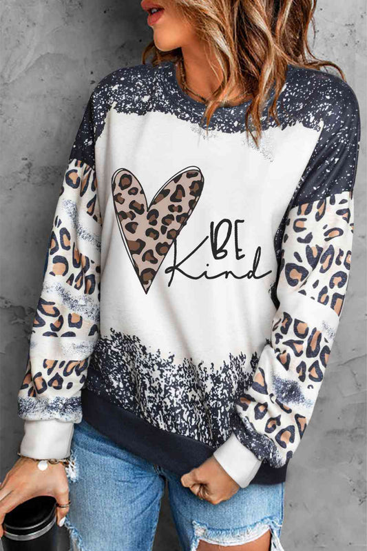 Mixed Print Drop Shoulder Sweatshirt BLUE ZONE PLANET