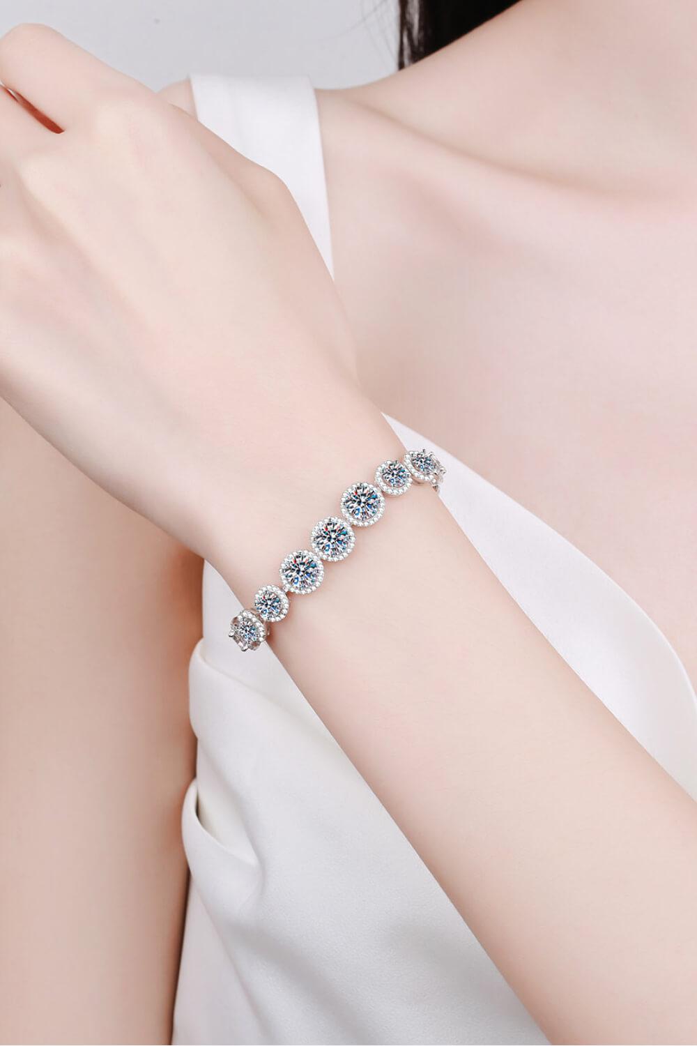 925 Sterling Silver 10.4 Carat Moissanite Bracelet-TOPS / DRESSES-[Adult]-[Female]-Silver-One Size-2022 Online Blue Zone Planet