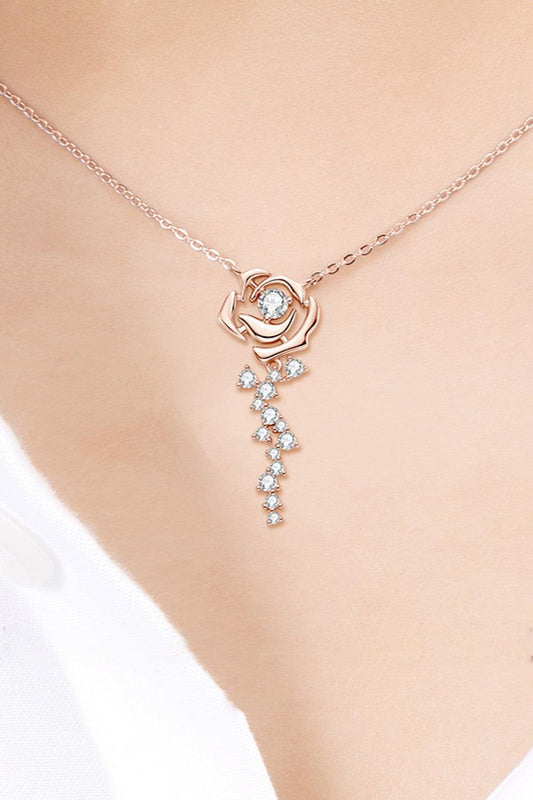 925 Sterling Silver 18K Rose Gold-Plated Pendant Necklace BLUE ZONE PLANET