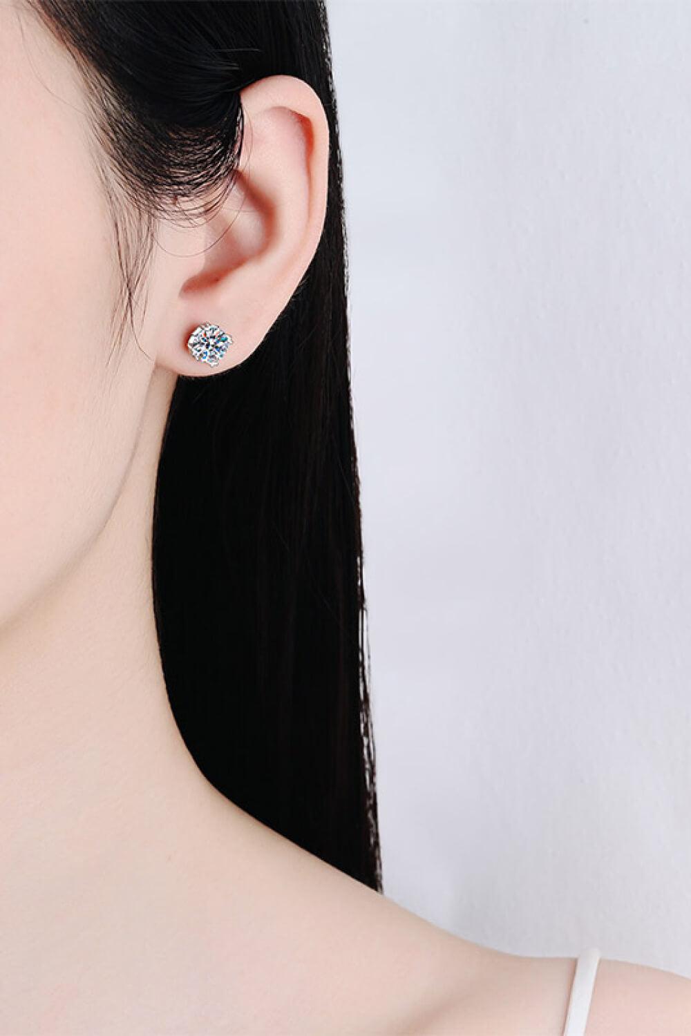 925 Sterling Silver 4 Carat Moissanite Stud Earrings BLUE ZONE PLANET