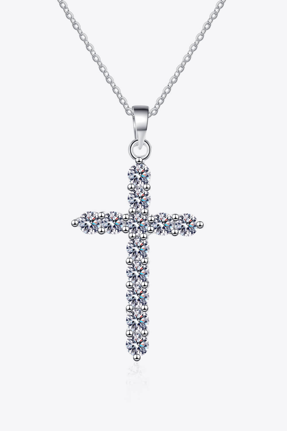 925 Sterling Silver Cross Moissanite Necklace BLUE ZONE PLANET
