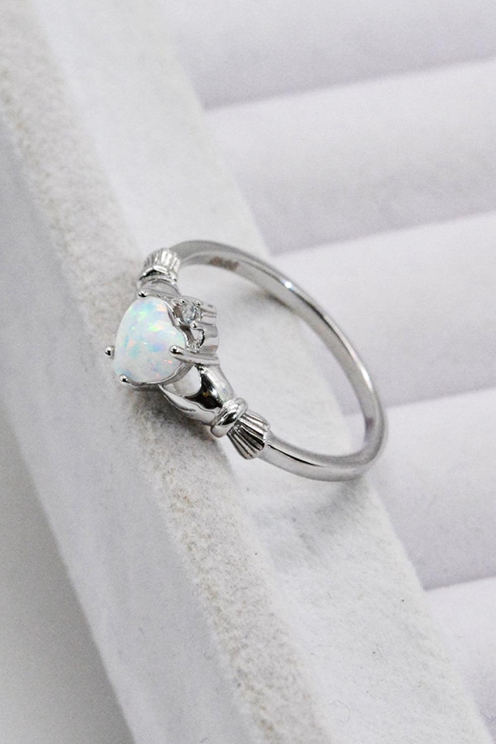 925 Sterling Silver Heart Opal Ring BLUE ZONE PLANET