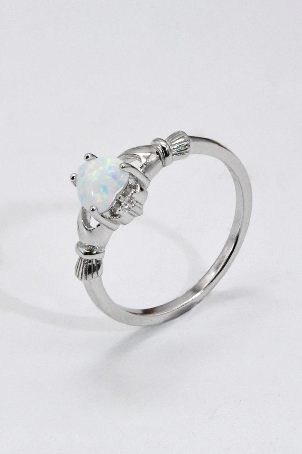 925 Sterling Silver Heart Opal Ring BLUE ZONE PLANET