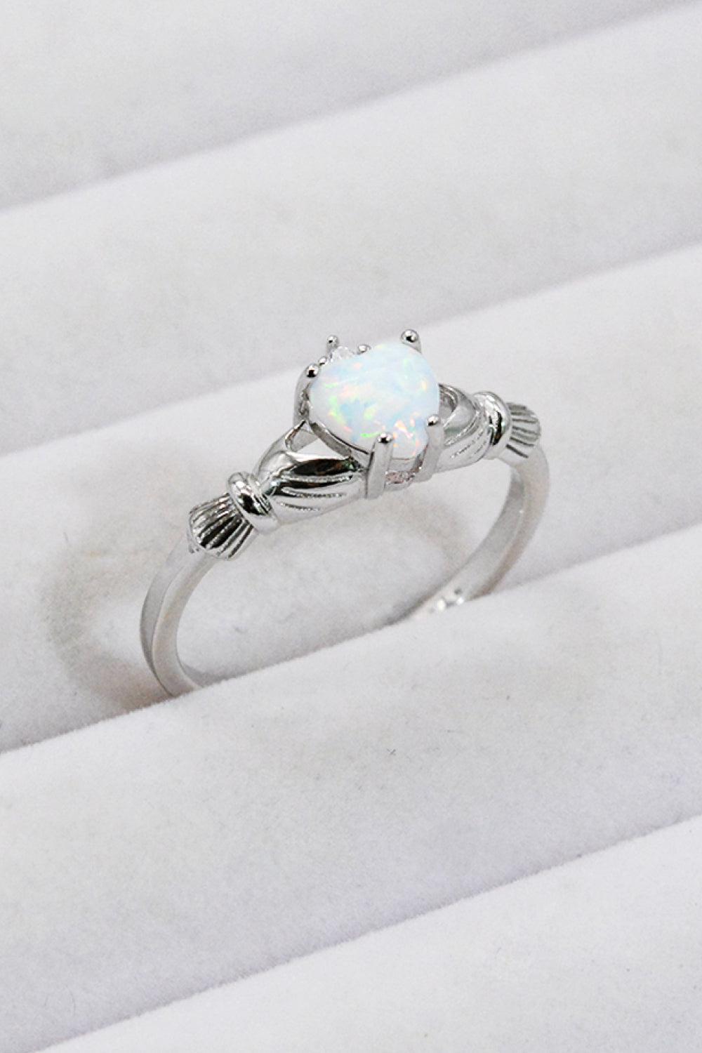 925 Sterling Silver Heart Opal Ring BLUE ZONE PLANET